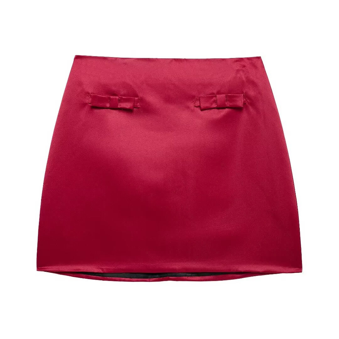 Women's Satin Bow-Detail Two-Piece Set