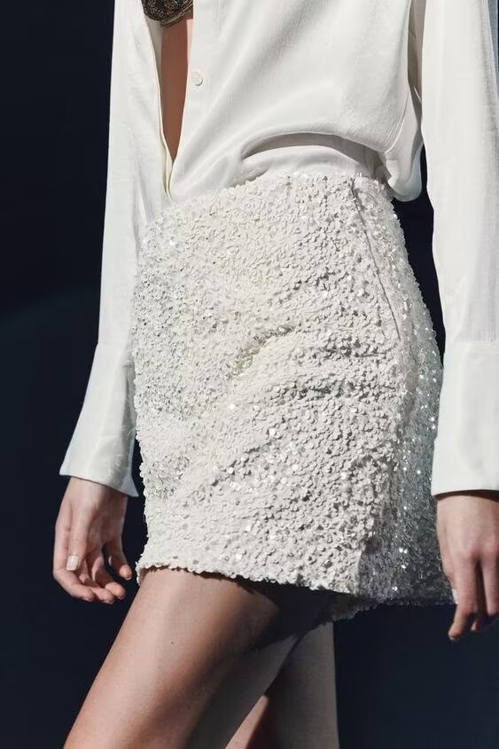 Winter Simple Beads Decoration A Line Short Skirt
