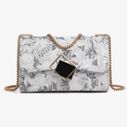 Embroidered Chain Square Shoulder Bag