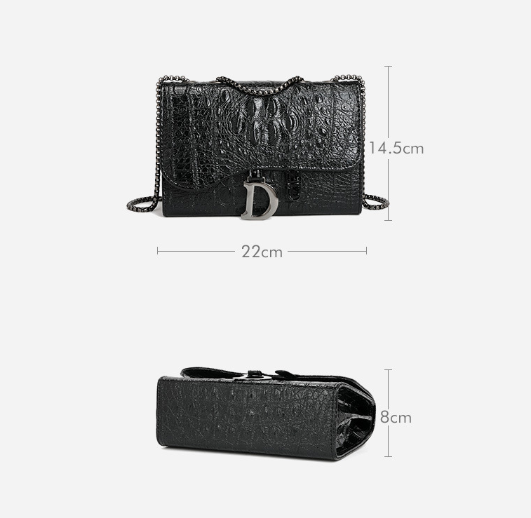 Retro Crocodile-Pattern Chain Messenger Bag