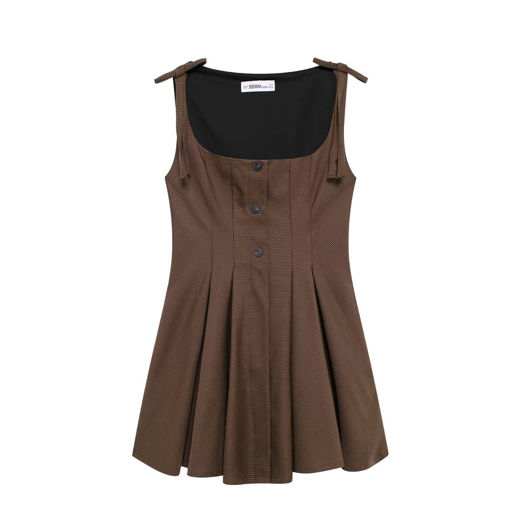 Classic Bowknot Decoration Plaid Dress