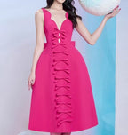 Winter Women Clothing Simple Thin Stereo Bowknot Decoration Dress