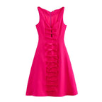 Winter Women Clothing Simple Thin Stereo Bowknot Decoration Dress