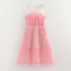 Women's Floral Lace Tulle Sequin A-Line Midi Dress