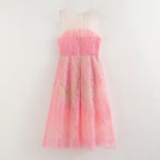 Women's Floral Lace Tulle Sequin A-Line Midi Dress