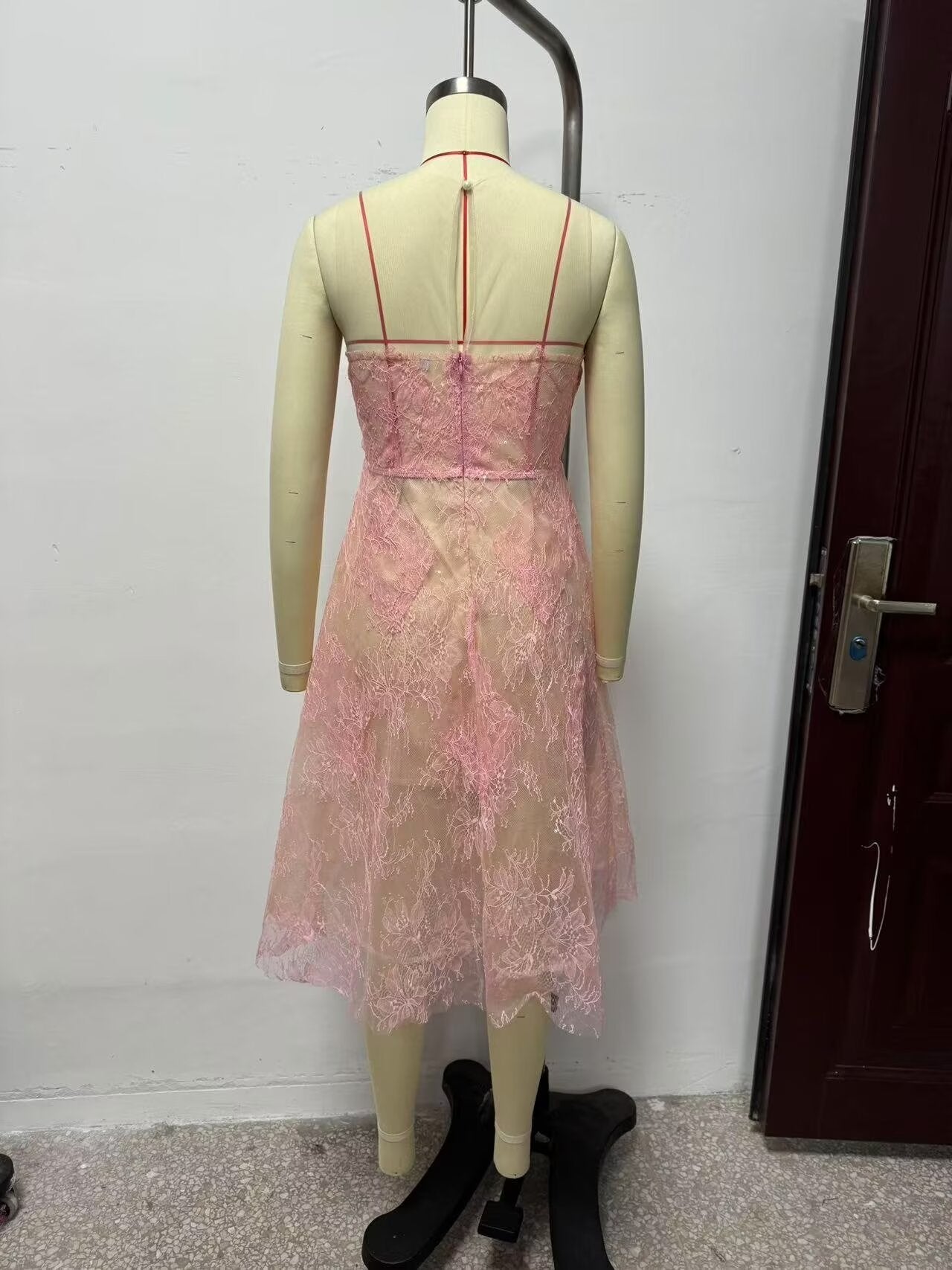 Women's Floral Lace Tulle Sequin A-Line Midi Dress