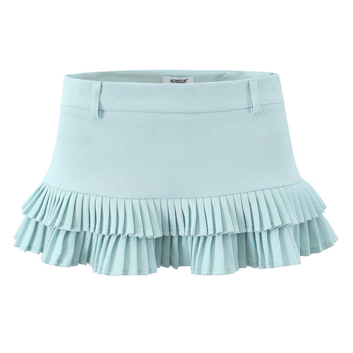 Women Clothing Sexy Sweet Spicy Low Waist Sexy Pleated Skirt Slim