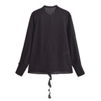 Women's Design Contrast Color Layered Decorative Long Sleeved Shirt Spring Loose Figure Flattering Graceful Tops