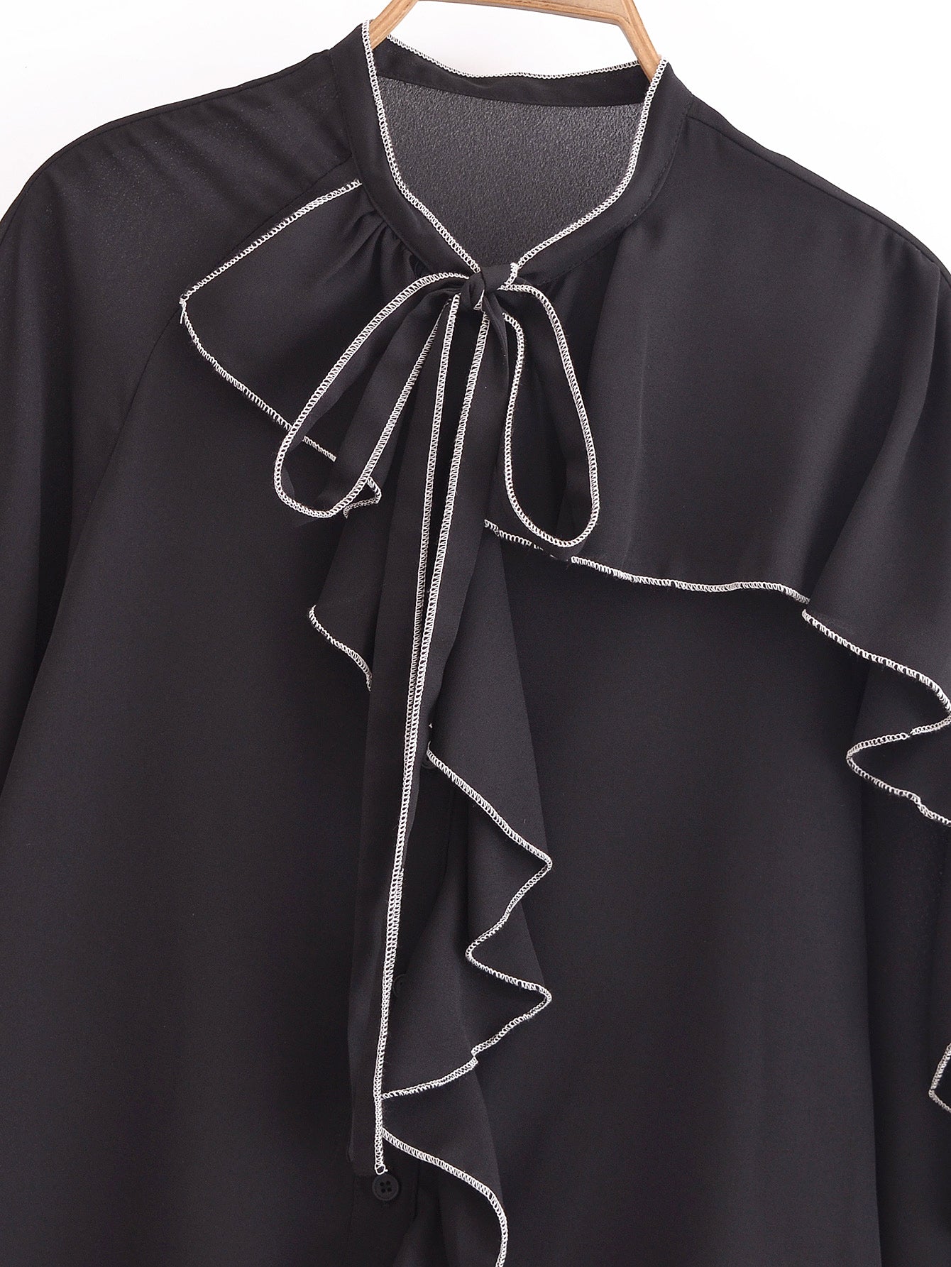 Women's Design Contrast Color Layered Decorative Long Sleeved Shirt Spring Loose Figure Flattering Graceful Tops