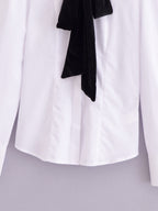 Women's Winter Women Clothing Velvet Bowknot Decoration Office Shirt