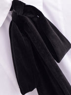 Women's Winter Women Clothing Velvet Bowknot Decoration Office Shirt