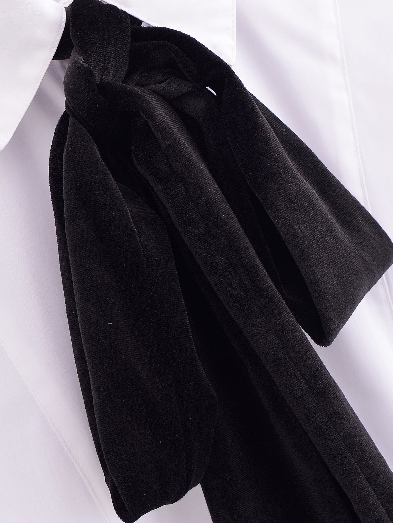 Women's Winter Women Clothing Velvet Bowknot Decoration Office Shirt