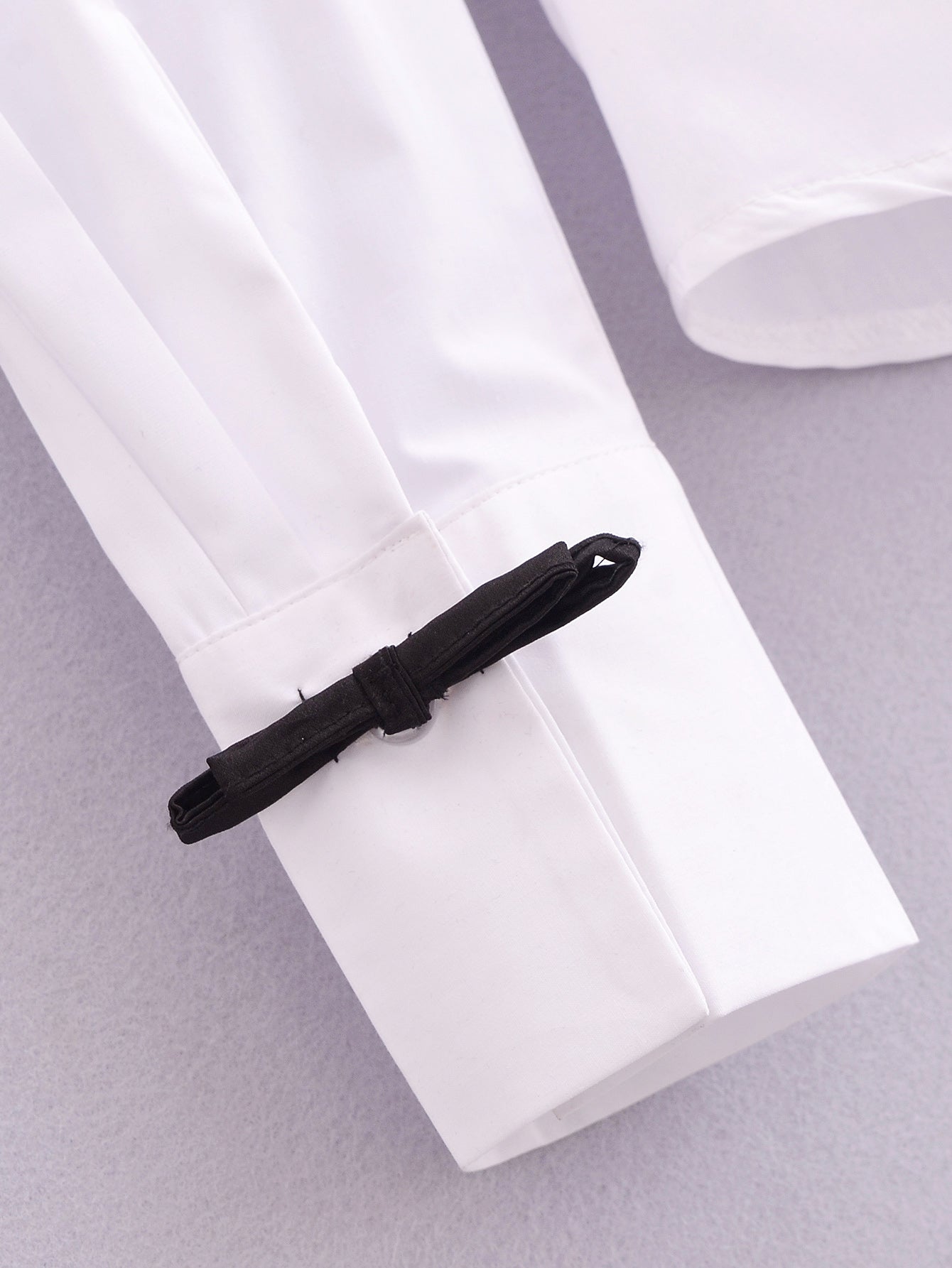 Women's Winter Women Clothing Velvet Bowknot Decoration Office Shirt