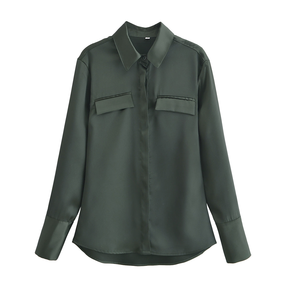Women's Women Clothing Spring Street Casual Pocket Satin Shirt