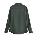 Women's Women Clothing Spring Street Casual Pocket Satin Shirt