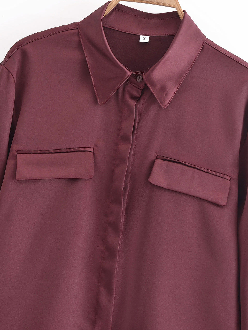 Women's Women Clothing Spring Street Casual Pocket Satin Shirt