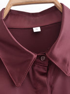 Women's Women Clothing Spring Street Casual Pocket Satin Shirt