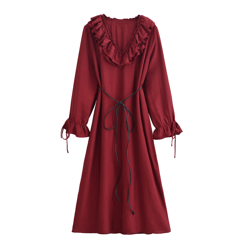Women's Ruffle-Trim V-Neck Maxi Dress