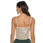 Women's Sequin V-Neck Cropped Camisole Top