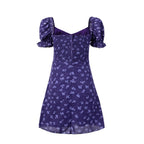 Women's Square-Neck Floral Ruffle Smocked Tie Puff-Sleeve A-Line Mini Dress