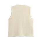Winter Women Clothing Chic Fringed Burr Sleeveless Knit Vest