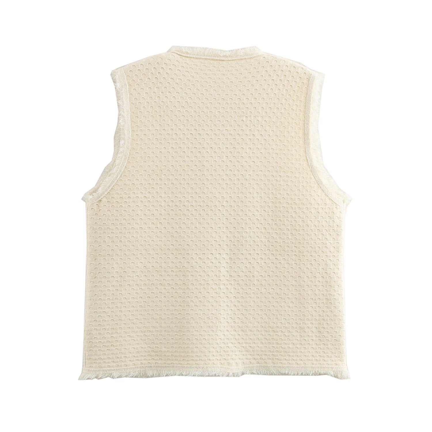 Winter Women Clothing Chic Fringed Burr Sleeveless Knit Vest