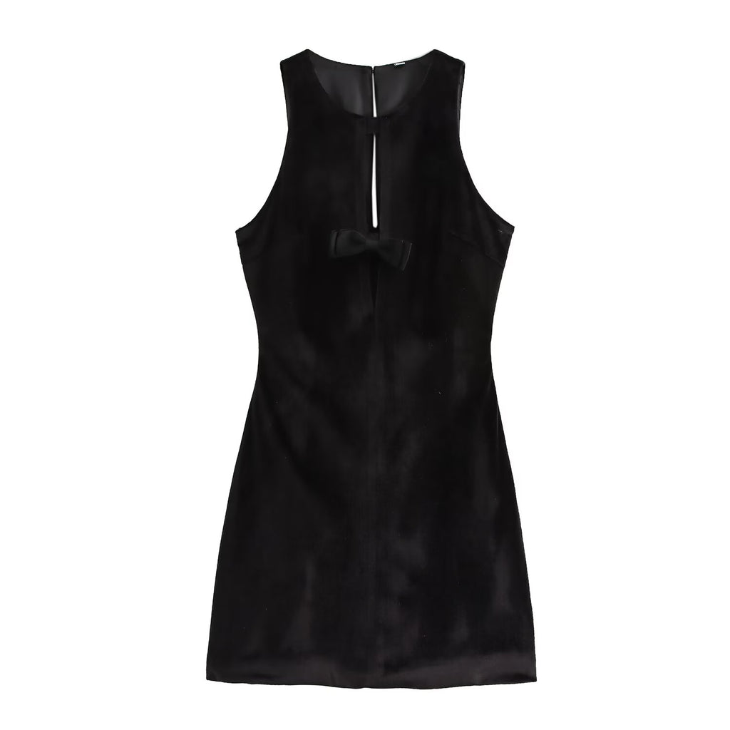 Velvet Bow Cutout Bodycon Mini Dress