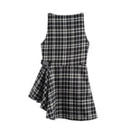 Women's Autumn Winter Street Design Plaid Velvet Dress
