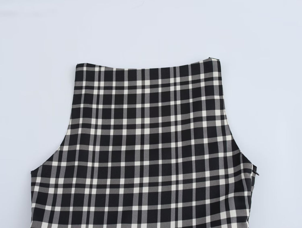 Women's Autumn Winter Street Design Plaid Velvet Dress