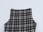 Women's Autumn Winter Street Design Plaid Velvet Dress
