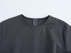 Crew-Neck Belted Short-Sleeve A-Line Midi Dress
