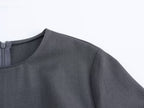 Crew-Neck Belted Short-Sleeve A-Line Midi Dress