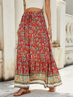 Summer High Waisted Print Breasted Split Skirt