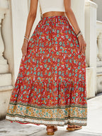 Summer High Waisted Print Breasted Split Skirt