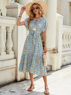 Summer Vacation Print Short-Sleeve Dress