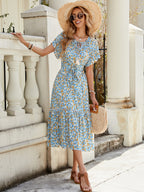 Summer Vacation Print Short-Sleeve Dress