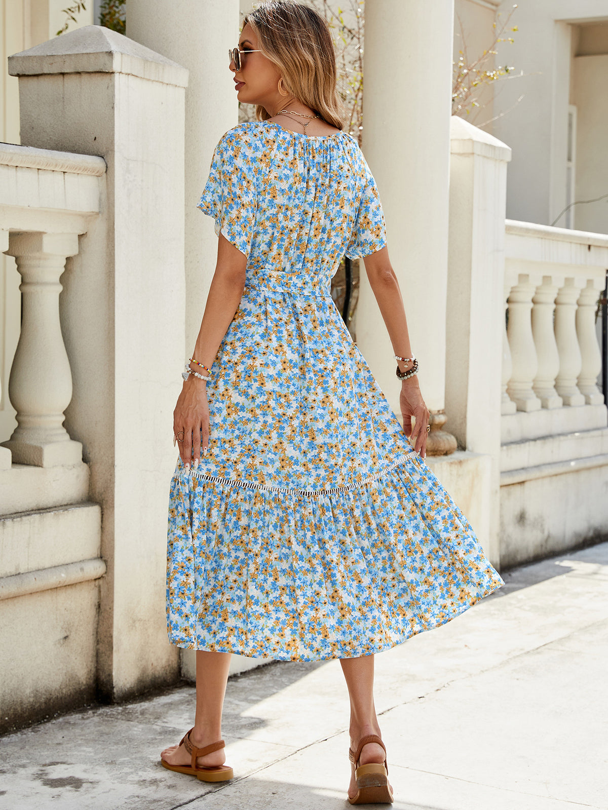 Summer Vacation Print Short-Sleeve Dress