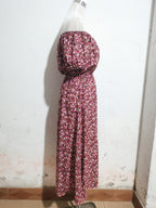 Summer Vacation Off-Shoulder Print Short-Sleeve Dress