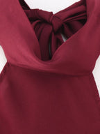 Women's Two Color Hanging Collar Sleeveless Maxi Dress Spring