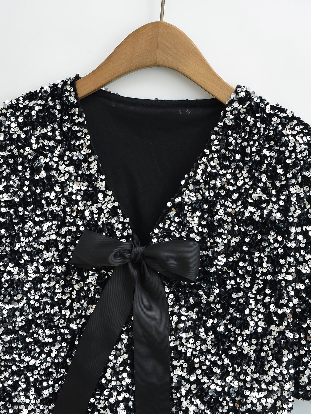 Women's Sequin Bow Lace-Up Party Top