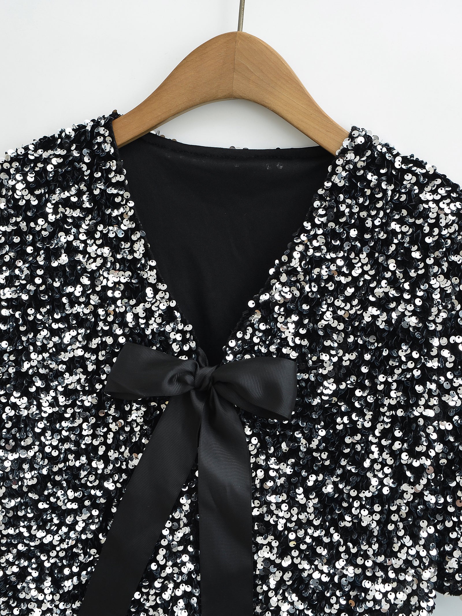 Women's Sequin Bow Lace-Up Party Top