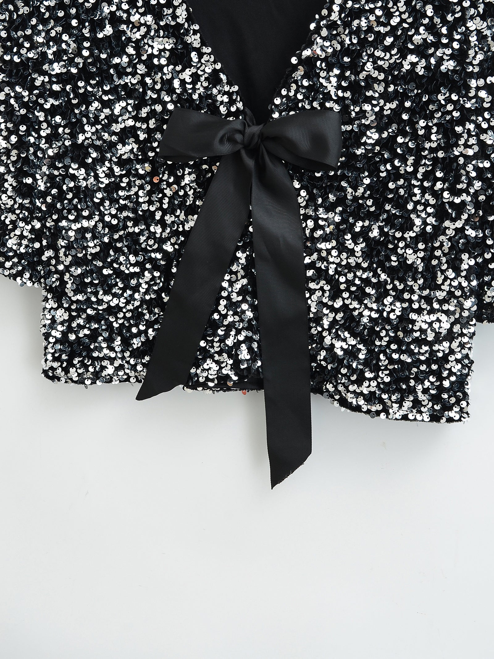 Women's Sequin Bow Lace-Up Party Top