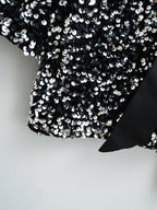 Women's Sequin Bow Lace-Up Party Top