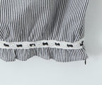 Women's French Lace Striped Short Top and Skirt Two-Piece Set