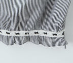Women's French Lace Striped Short Top and Skirt Two-Piece Set
