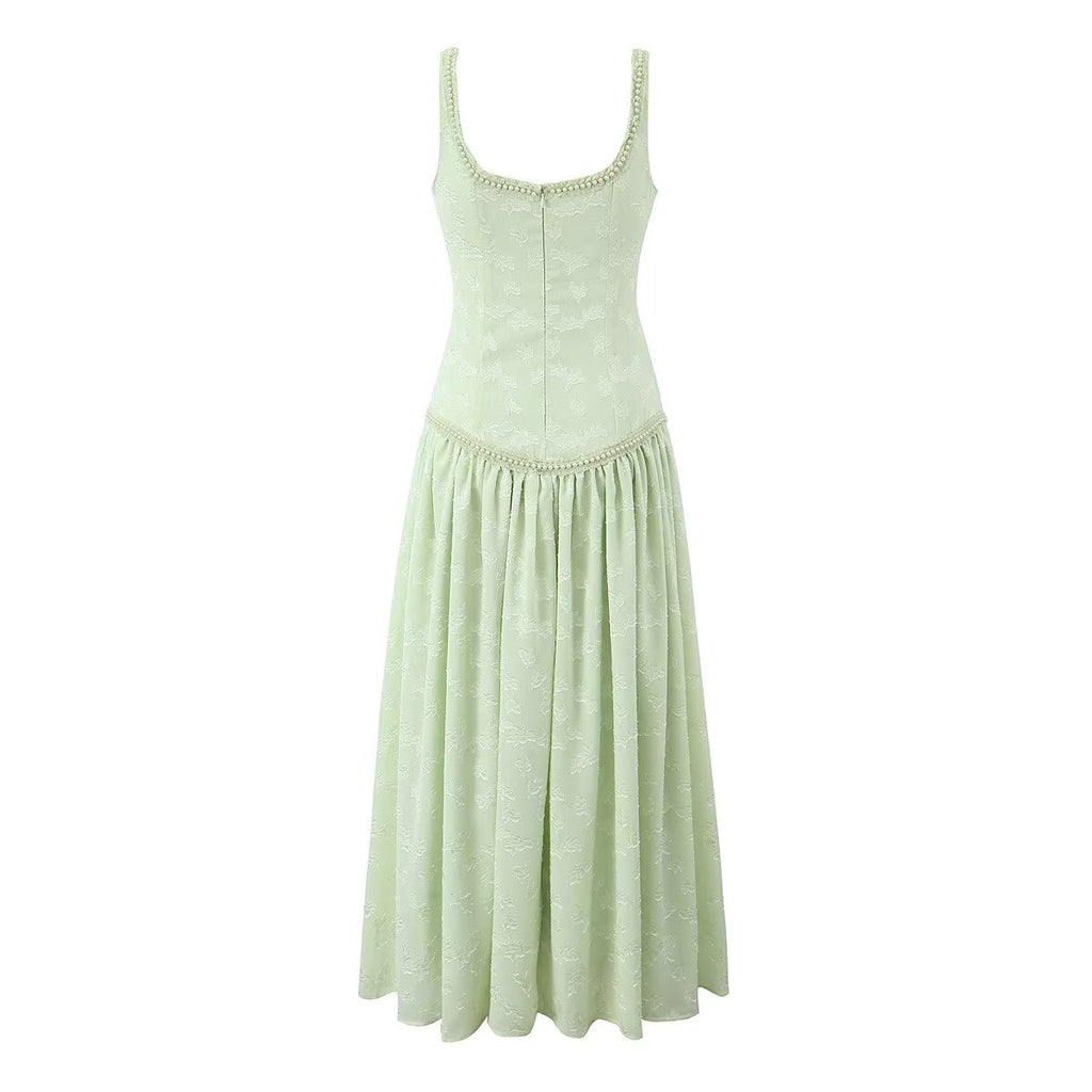 Women's Spaghetti-Strap Jacquard Beaded Split Maxi Dress