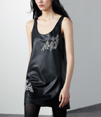 Beaded Faux-Leather Mini Dress