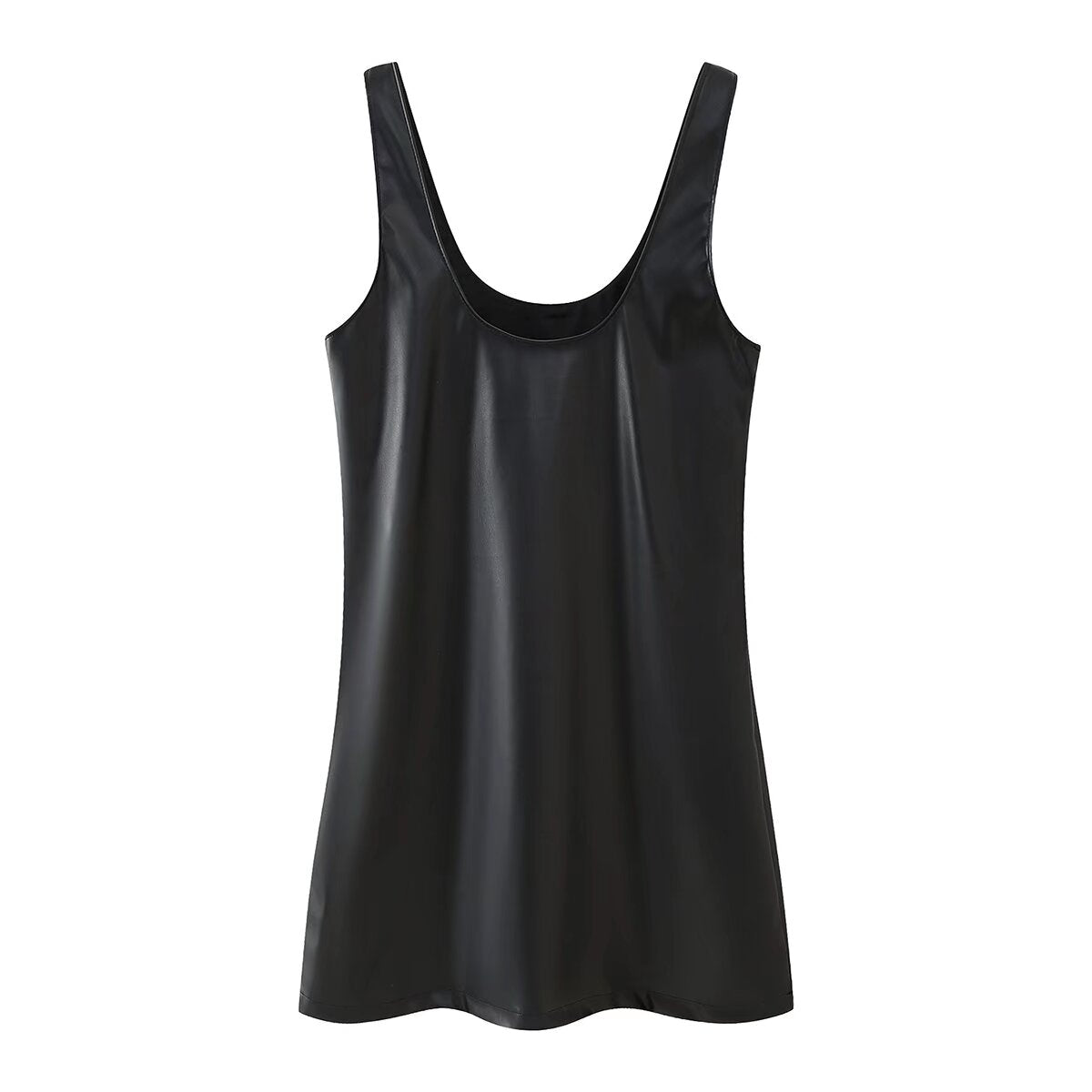 Beaded Faux-Leather Mini Dress