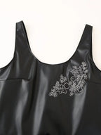 Beaded Faux-Leather Mini Dress