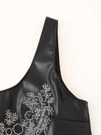 Beaded Faux-Leather Mini Dress